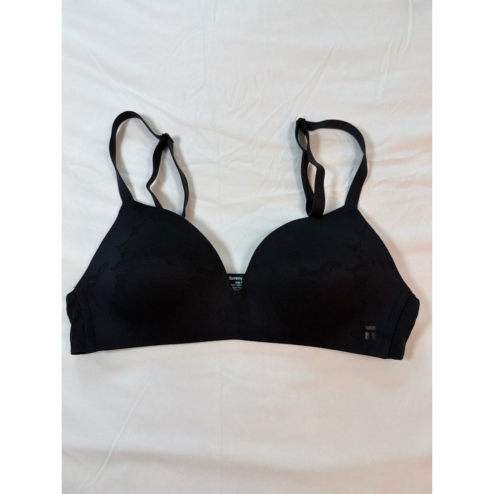 Tommy John Second Skin Lightly Lined Wireless Bra Black Lace 34B 9 B